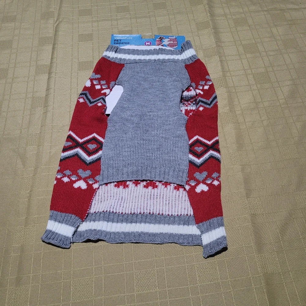 Spoiled Pooch Dog Sweater Animal Graphic Print Hearts Stripe Size Medium Cozy